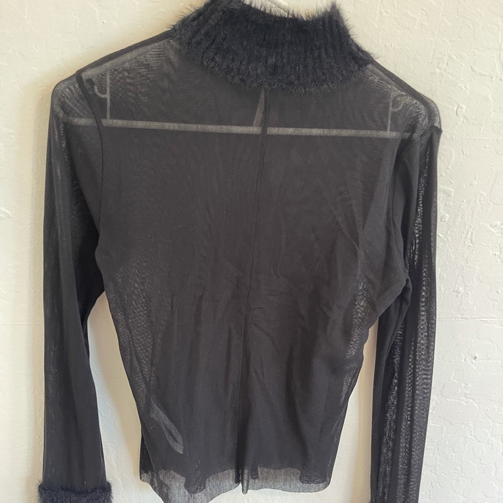 Free People mock neck sheer black top